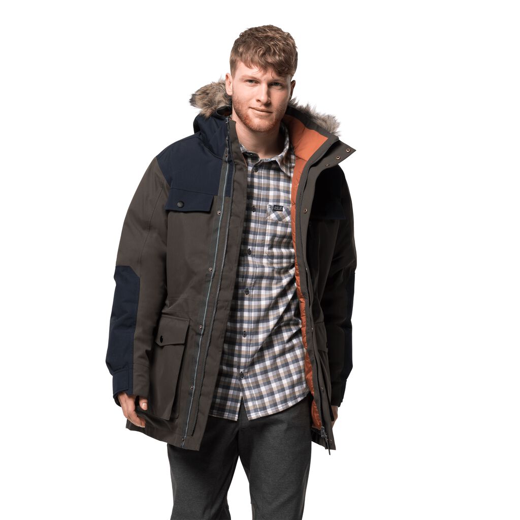 Jack Wolfskin GLACIER BAY μπουφαν χειμερινα ανδρικα γκρι καφε | GR8577931